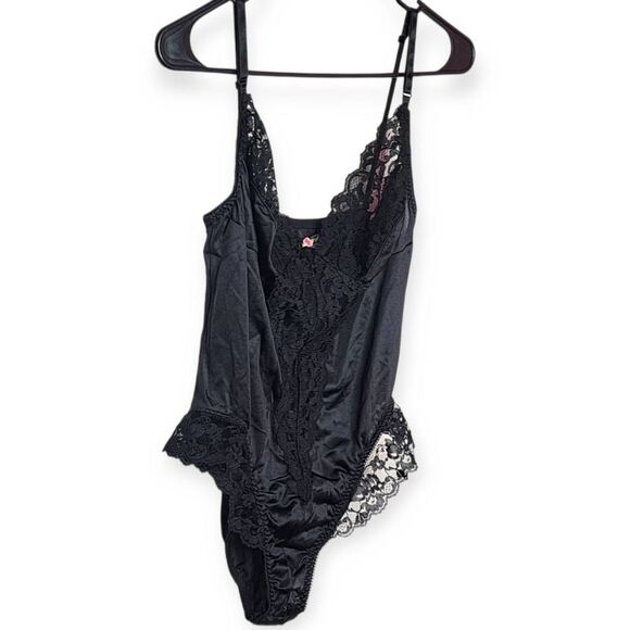 Ashley Taylor Vintage 80s Sheer Flower and Lace One Piece Bodysuit size Medium B - Picture 2 of 7